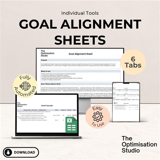 Business Goal Alignment Sheets | Standalone Excel Tool for Small Businesses - Etsy