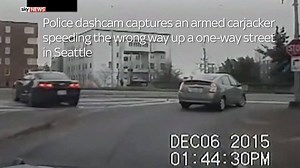 1K views · 2.7K reactions | Dashcam footage has been released showing a carjacker speeding the wrong way up a one-way street and firing at police during a dramatic car chase | Sky News | Facebook
