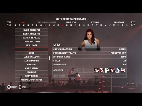 WWE 2K18 Lita Full Attributes & Stats