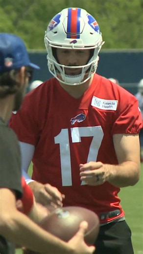 Josh Allen working the passing game during week 2 of Bills OTAs