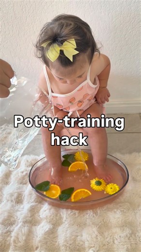 🎀Milania🎀 on Instagram: "Potty training made easier with a little foot spa 💦👶 When your child’s feet are in warm water, they relax, tension eases, and sitting on the potty becomes calm and gentle — without tears or stress 🤍 Add a little foot-spa fun to keep your little one engaged and help them get comfortable with the potty. #pottytraining #lifehacks #momtips #baby #parenting"
