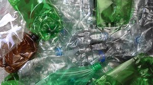Number 1 PET plastic bottle collected for recycling. Empty used water bottles for recycle. Sorting of household waste. Zero waste