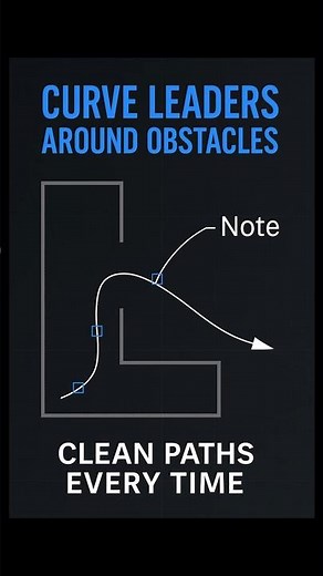 Grip-Drag Curved Leaders Past Any Obstacle #AutoCAD #MLeader #Quick