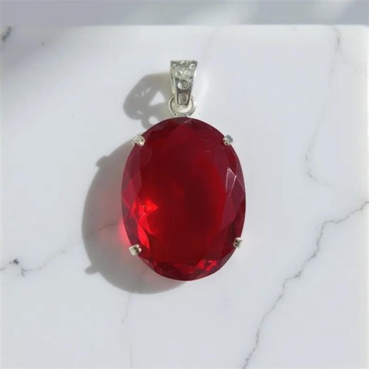 Handmade Oval Red Ruby Pendant Necklace With Free Chain, Spiritual Healing Jewelry - Etsy