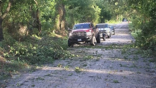 Rain and hail batter parts of Montague County, Texas, causing downed trees in the area
