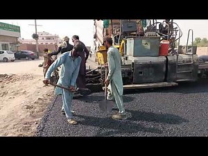 Asphalt Base course laying process on site / road work