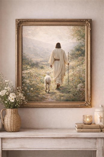 Jesus Leaving the 99 Wall Art Printable | Lost Sheep Scripture Artwork | Faith Decor Digital Download - Etsy