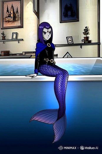 raven from teen titans mermaid transformation inside bathtub video idea #1