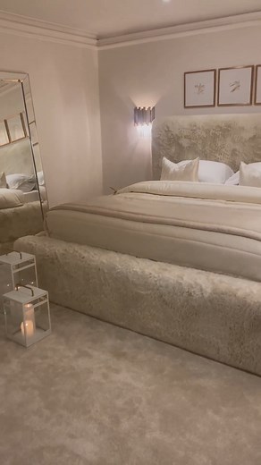 The most dreamy bed you’ve ever seen☁️ Turn heads with the Arctic Fur Bed✨ create your own cosy haven in time for Christmas Order your fabric sample or get the look at rowenhomes.com #dreambedroom #diyhome #homedecor | Rowen