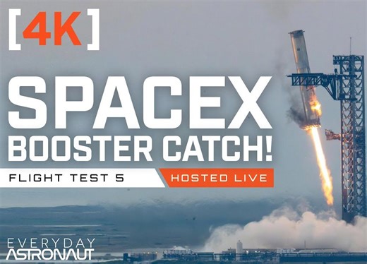 4K60 SpaceX第五次星舰发射和超重助推回收全程解说直播回放EverydayAstronaut解说