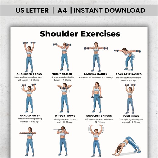 Shoulder Exercises Printable | Dumbbell Shoulder Workout | Shoulder Strength Exercises Chart | Upper Body Workout Poster - Etsy Canada