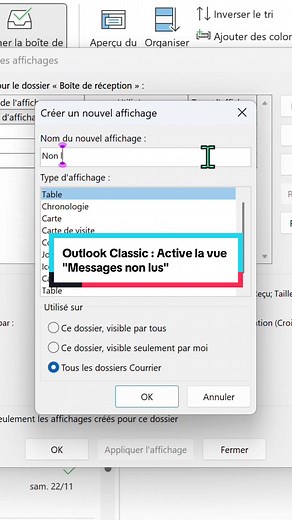 Optimiser Outlook Classic avec la vue 'Messages non lus'
