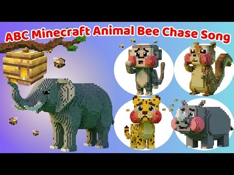 ABC Safari Animal Bee Chase Song 🐘🐒🐊 | Minecraft Safari ABC Song for Kids 🐝 Learn Alphabet