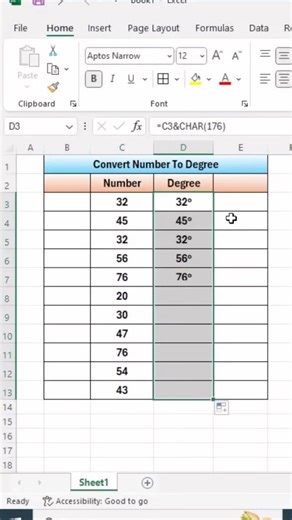 📊របៀបបន្លែមសញ្ញា Degree នៅលើលេខដោយប្រើកូដ Char(176) 🖥️🧑‍💻⌨️ #Excel #Degree #Char #cscomputer | CS Computer Center