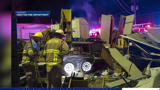 Creston authorities investigating camper explosion; one injured