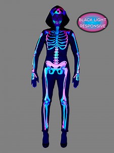 Seasons Rainbow Skeleton Halloween Costume for Women, UV Black Light Responsive - Walmart.com