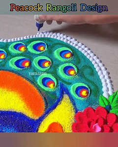 86K views · 187 reactions | Beautiful Peacock Rangoli Design For Festival | Easy Rangolis | Facebook