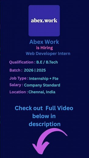 Zamp & Abex Work Hiring Interns | 2027/2026/2025 Batch | Software Engineer & Web Developer Intern