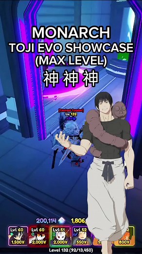 Monarch Toji Evo Showcase (Max Level) - Anime Vanguard in Roblox
