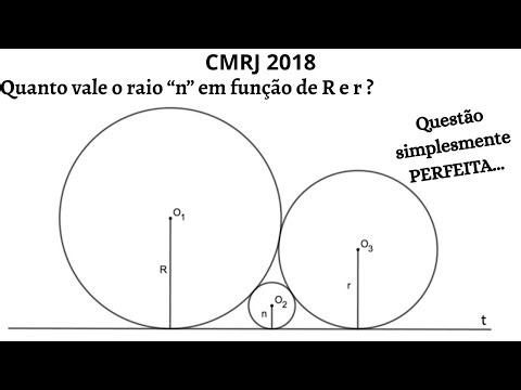 (CMRJ 2018) Raio de um círculo pequeno tangenciando exteriormente dois círculos maiores