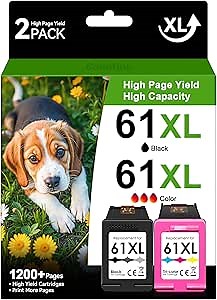 Printer Ink 61 Black and Color Combo Pack Compatible for HP Ink 61 Compatible for HP 61 Ink fit for Envy 4500 5530 4501 4502 DeskJet 1000 1010 1050 1510 2050 2510 OfficeJet 2620 4630 Printer