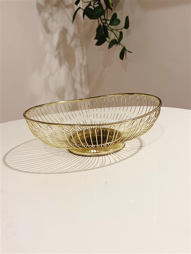 Vintage Gold Wire Metal Basket - Etsy