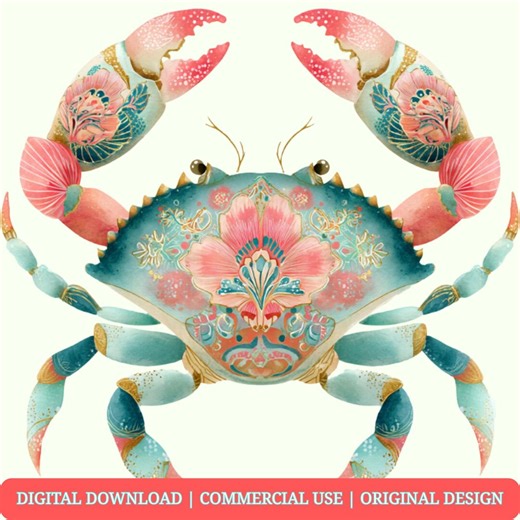 Tropical Reef Clipart, Watercolor Sea Creatures, Shells, Crab, Fish (digital Download) - Etsy