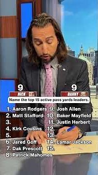 Nick vs. Danny: Name the top 15 active pass yards leaders #nfl #aaronrodgers #matthewstafford