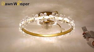 Ceiling Fans with Lights, Gold Flush Mount Ceiling Fan with Lights and Remote, 6 Wind Speeds Low Profile Ceiling Fan with Lights for Bedroom, Kids Room