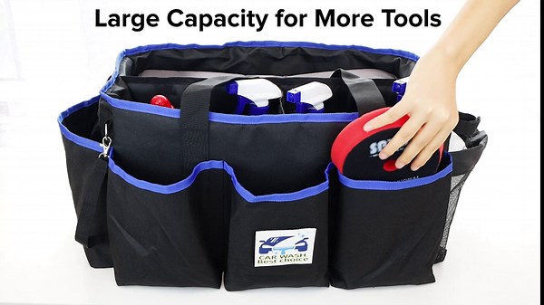 2PCS Detailing Bag with Polisher Carry Bag,Car Cleaning Trunk Organizer,Large Detail Organizer for Auto Detailing Supplies Storage,Cleaning Caddy for Housekeeper Cleaner with Shoulder Strap