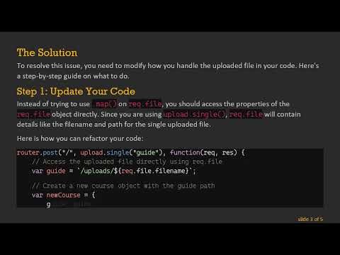 Resolving the Error: req.file.map is not a function in Node.js with Multer