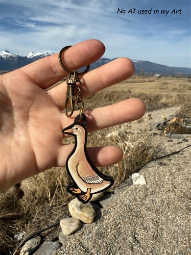 Buff Duck Bird Wood Keychain: Gift for Zookeepers, Teacher, Vet Tech, Veterinarians Cute Non AI Animal Art - Etsy