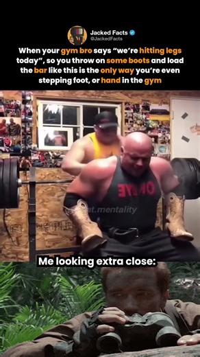 When your gym bro says we're hitting legs today", so you throw on some boots and load the bar like