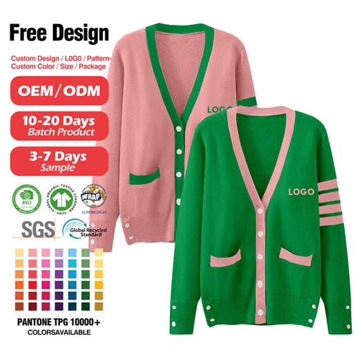 Sorority Embroidery Custom Knitwear Women Sorority Sublimated Ladies Knit Cardigan Sweater