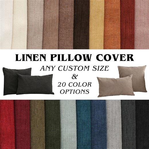 Linen Boho & Modern Throw Pillow Cover, Handmade Any Custom Size Lumbar Pillow Case, Linen Cushion Cover, Invisible Zipper, 20 Color Options - Etsy