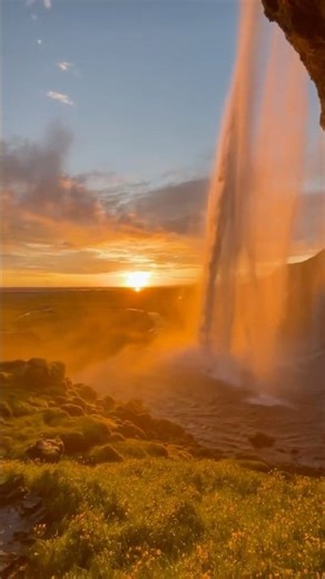 Nature’s Golden Waterfall ✨ | Most Peaceful Sunset Ever