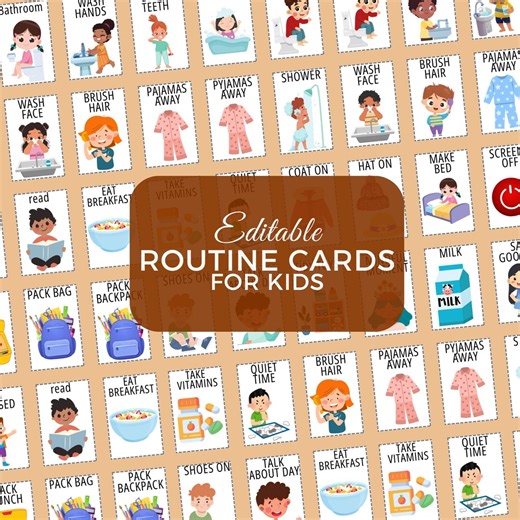 Editable Morning Routine Cards for Kids – Printable Visual Schedule | Daily Task Chart PDF - Etsy