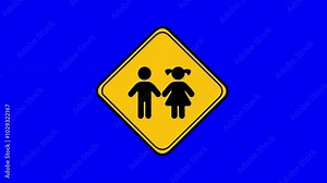Safety Icon Kid icon 4k, Animated Icon. Isolated on Blue Screen, Chroma Key Background for Transparent Use. 4K Ultra HD Video Motion Graphic Animation.