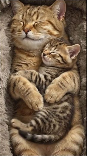 Cutest Cat Duo Ever: Tabby Family's Perfect Snuggle Session 🧡