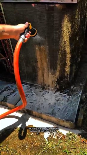 Satisfying AC Cleaning Process | Restoring a Dirty Condenser Coil with Pressure Washer