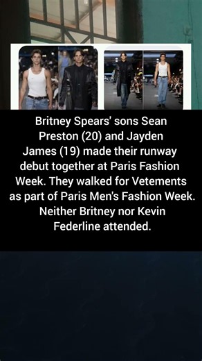 Britney Spears' sons make Paris Fashion Week runway debut for Vetements #viral #trending