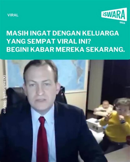 88.7 FM iSWARA Jogja on Instagram: "Ternyata tahun 2017 tuh udah 9 tahun lalu ya? Kirain baru 3 tahun lalu. 🥲 Video wawancara Robert Kelly dengan BBC sempat viral di tahun 2017, karena di tengah wawancara, 2 orang anaknya yaitu Marion dan James merangsek masuk. Kemudian dengan tergesa - gesa, Kim Jung A, istri Robert langsung masuk dan membawa dua orang anaknya keluar. Banyak yang menganggap insiden ini lucu dan akhirnya viral. Hampir 9 tahun setelahnya, keluarga kecil ini muncul dan memperliha