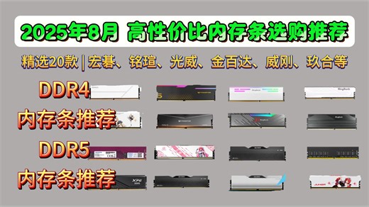 【避坑攻略 内存条】25年8月内存条推荐，内存大涨依然值得购买的性价比型号！DDR4/DDR5内存条|全价位精选20款 详细解析