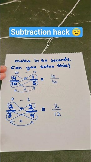 Fraction subtraction hack that actually works #math #tutorial #shorts
