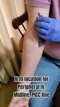 Typical placement on the arm for Peripheral IVs, Midlines and PICC lines #nursetips