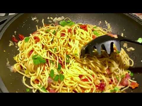 Pasta made using sliced capicola instead of sausage, bacon or pepperoni. Delicious.