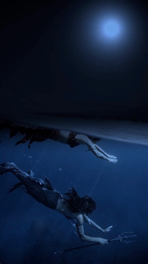 🌖🌊 Mermaids swimming under a full moon… | Mermaid Aqualina