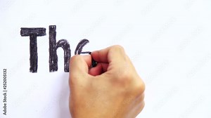 Writing The end by hand, the end, chalk writing, filling in, board writing, presentation final, finish line