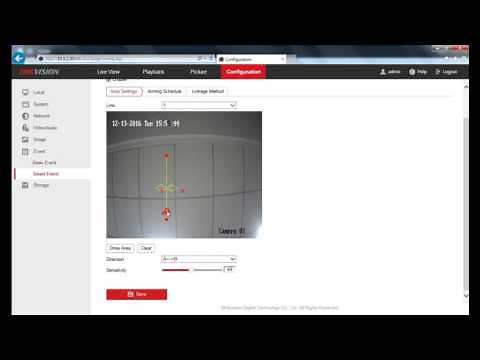 How to setup line crossing detection on a Hikvision IP Camera web interface