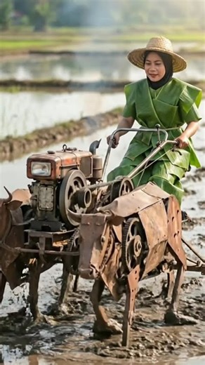 Mesin bajak sawah rakitan model sapi. visual ai 😁 #visualai #farming #kontenai #petani